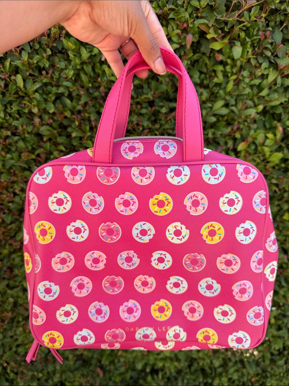 Dabney Lee Hot Pink Donut-Print Cosmetic Bag Set - Picture 4 of 5